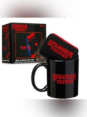Netflix STRANGER THINGS Logo Mug & Sock Gift Set NIB